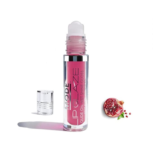 MODE Lip Glaze Flavored Lip Gloss Yummy WILD POMEGRANATE Flavor Roll On Sweet Wet Nourising Shine, Moisturizing Natural Skincare Fruit Oils