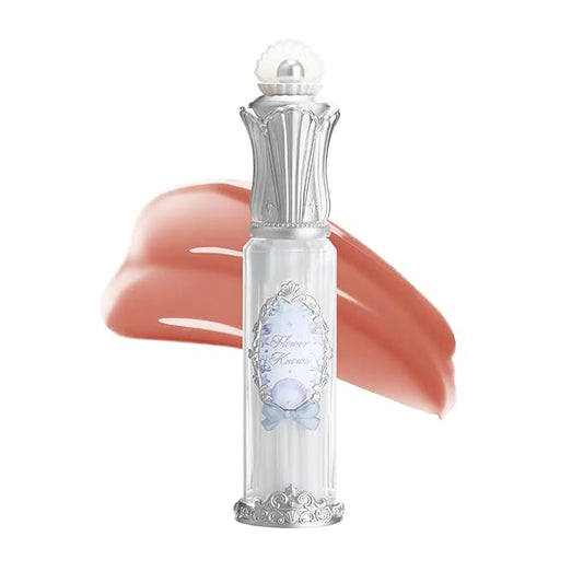 Flower Knows Shell's Jewel Nourishing Lip Glaze,Hydrating Terracotta Nude Lip Gloss with Hyaluronic,Moisturizing Plumping Oil,Non-Sticky for Girls & Women,0.16 Fl.Oz(P07 Salty Lychee)