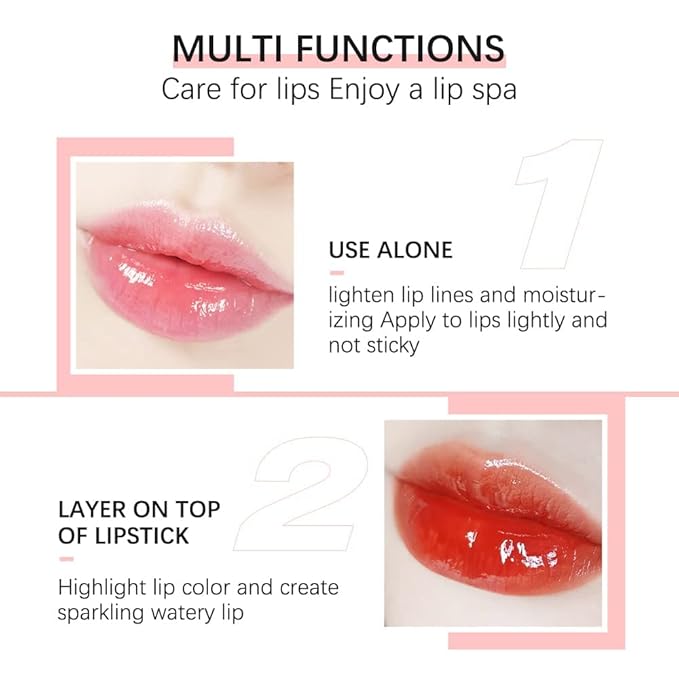 GECOMO Hydrating Lip Glow Oil, Moisturizing Lip Glow Oil, Nourishing Glossy Transparent Lip Oil, Plumping Lip Oil, Lip Balm, Non-sticky Tinted Toot Lip Balm for Lip Care (ALOE) 0.2 OZ