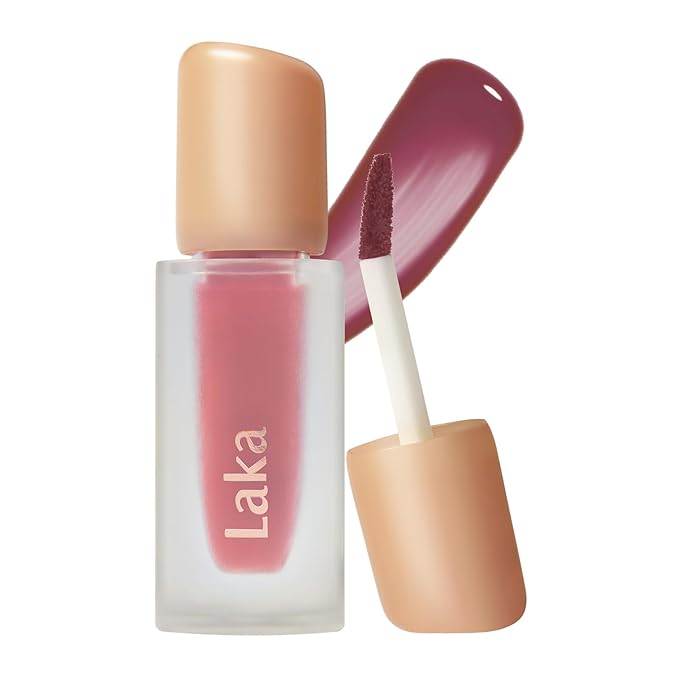 Laka Fruity Glam Tint, 4.5g/0.15oz, Glowing Lip Stain with Wide Color Spectrum, Hydrating & Lightweight Texture, Long-Lasting Bold Stain, Non-Sticky, Vegan, K-Beauty (#148 Acai)
