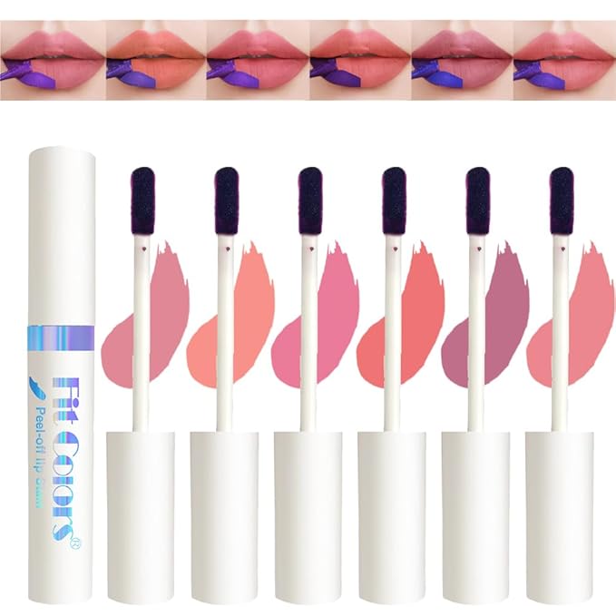 sam sugar 6Pcs Lip Stain Peel Off Long Lasting Waterproof Lipstick Lip Tint Transfer Proof Lip Stain Highly Pigmented All Day Magic Lipstick