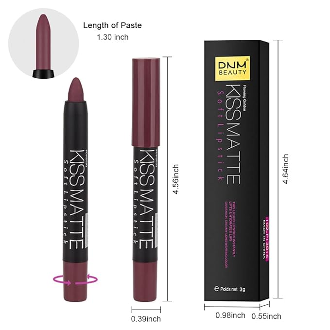 BINGBRUSH Smooth Longwear Lipstick Pack Set, Matte Color Stick Ultimate Lip Crayon for Makeup Collection - Waterproof Velvet Lipgloss Lip Stain (03#)