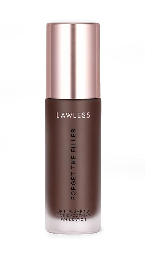 LAWLESS Women's Forget the Filler Skin-Plumping Line-Smoothing Foundation, 32D, ultra deep with warm-neutral undertones, 1.0 Ounce