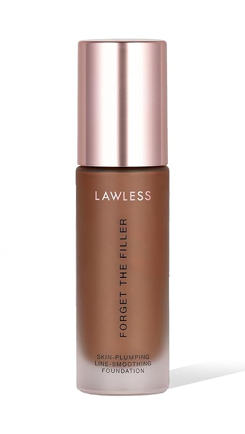 LAWLESS Women's Forget the Filler Skin-Plumping Line-Smoothing Foundation, 28D, ultra deep with warm undertones, 1.0 Ounce