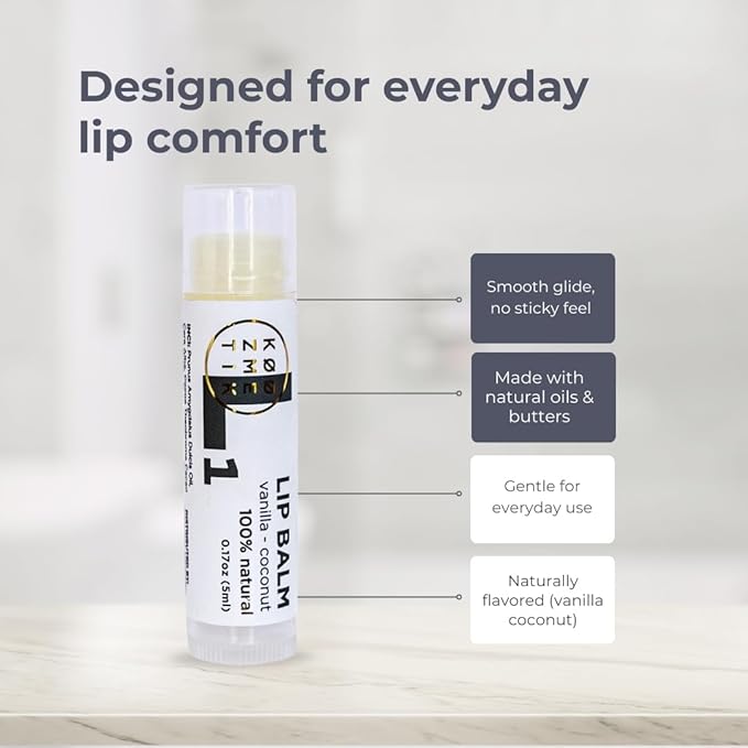 KØØZMETIK L1 Natural Lip Balm | Moisturizing Lip Care with Almond Oil, Cocoa Butter, Shea Butter & Beeswax | Hydrating Repair Formula for Soft & Smooth Lips
