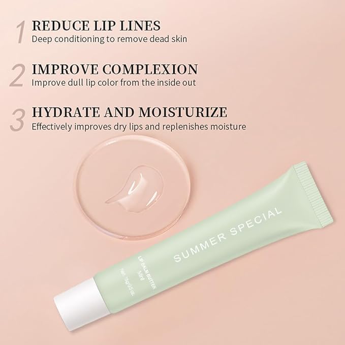 2Pcs Summer Special Lip Butter Lip Balm, Ultra-Hydrating Natural Vegan Lip Balm, Sheer-Tinted Shine & Hydration, Soothes & Softens Dry Lips Skincare, Bálsamo labial hidratante (#3+4#)