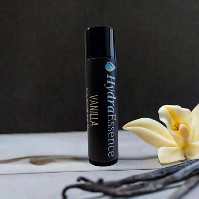 Vanilla Lip Balm 4-Pack | 7 Natural Ingredients | Beeswax Shea Butter | Moisturizing Lip Care for Dry Cracked Lips | Subtle Sweet Flavor