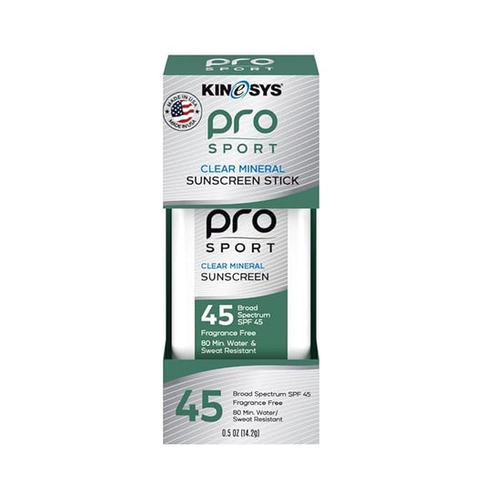 KINeSYS Pro Sport Clear Mineral Sunscreen Stick SPF 45 | SPF Stick Sunblock for Adults & Kids | Broad Spectrum Sun Protection | Water Resistant Travel Size Sunscreen for Face, Body & Vacation | 0.5 Oz