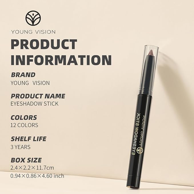 YOUNG VISION Eyeshadow Stick, Shimmer and Matte Cream Eye Shadow Brightener Sticks Eyeliner Pencil Crayon, Waterproof Long Lasting Eye Highlighter Stick Makeup,0.056 Oz(#3-Desert) (07)
