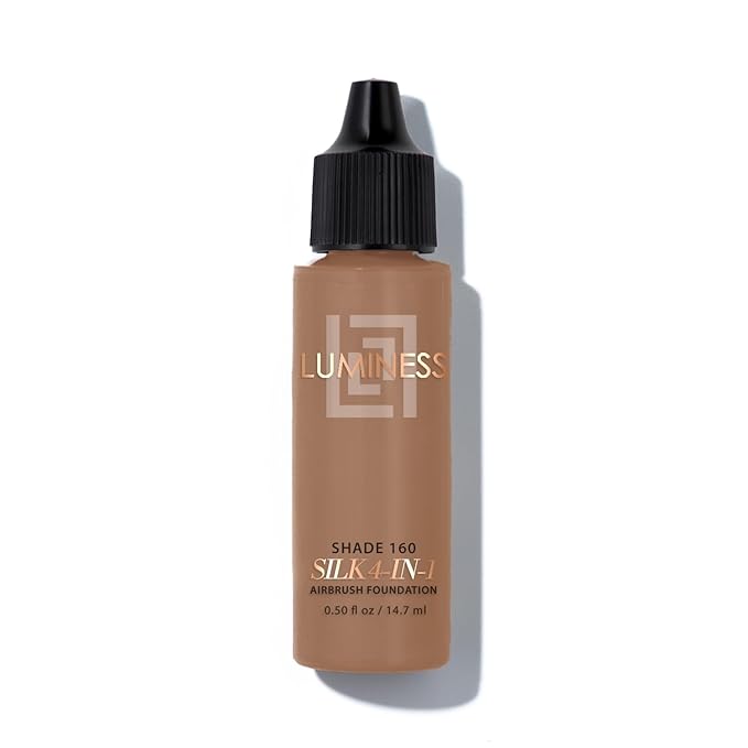 Luminess Air Silk 4-In-1 Airbrush Foundation- Foundation, Shade 160 (.5 Fl Oz) - Sheer to Medium Coverage - Anti-Aging Formula Hydrates and Moisturizes - Professional Makeup Kit for Cordless Air Brush