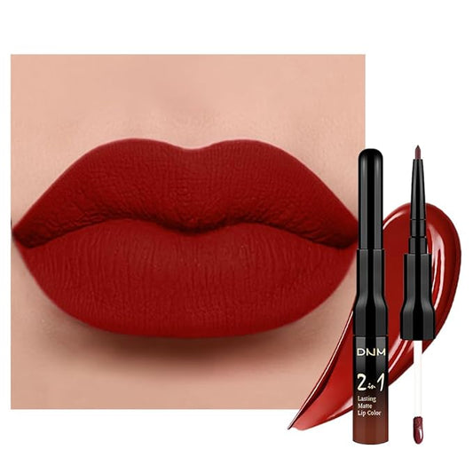 evpct 1Pcs Dark Oxblood Red Matte Lip Liner and Liquid Lipstick Stain Makeup Set for women, Red Long Lasting Smudge Proof vampire makeup Lipstick labiales matte mate larga duracion listip 24 hours