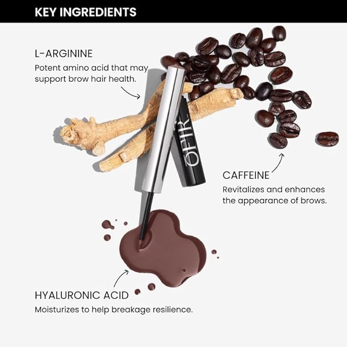 OFIR Brow Tonic Serum Browliner | Smudge-Proof Matte Finish | Hybrid Makeup & Skincare with Hyaluronic Acid & Plant Extracts | Strengthening | Cruelty-Free Brow Serum| Pepper - Cool Black, 0.057 Oz