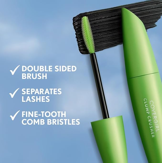 COVERGIRL Clump Crusher Mascara, 20X More Volume, Double Sided Brush, Long-Lasting Wear - 805 Black (Pack of 1)