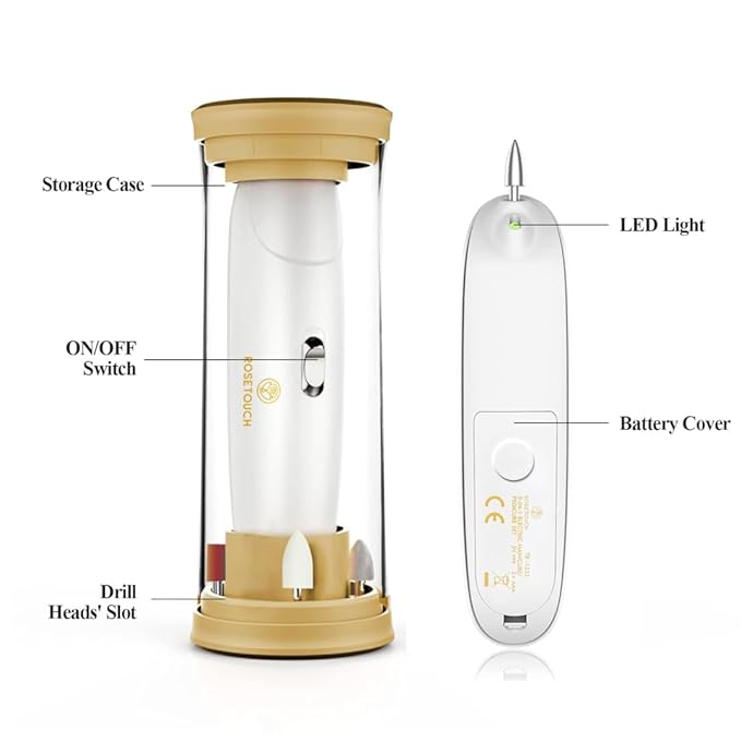 Professional Acrylic Manicure Pedicure Kit, Electric Nail File Set, Cordless Electric Nail Drill Machine, Hand Foot Care Tool for Nail Grind Trim Polish(Gold)