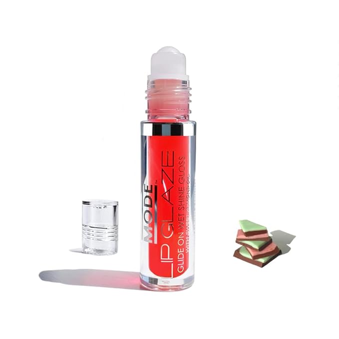 Mode Cosmetics Lip Glaze Creme De Mint Chocolate Flavored Lip Gloss,Roll On Wet Shine,Hydrating Moisturizing Sweet Almond,Areni Noir,Wild Rose Natural Skincare Fruit Oils - Vegan,No Cruelty,NY Made,4ml
