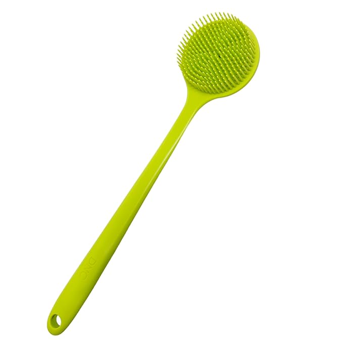 DNC Silicone Back Scrubber for Shower Soft Bath Body Brush with Long Handle (Green)