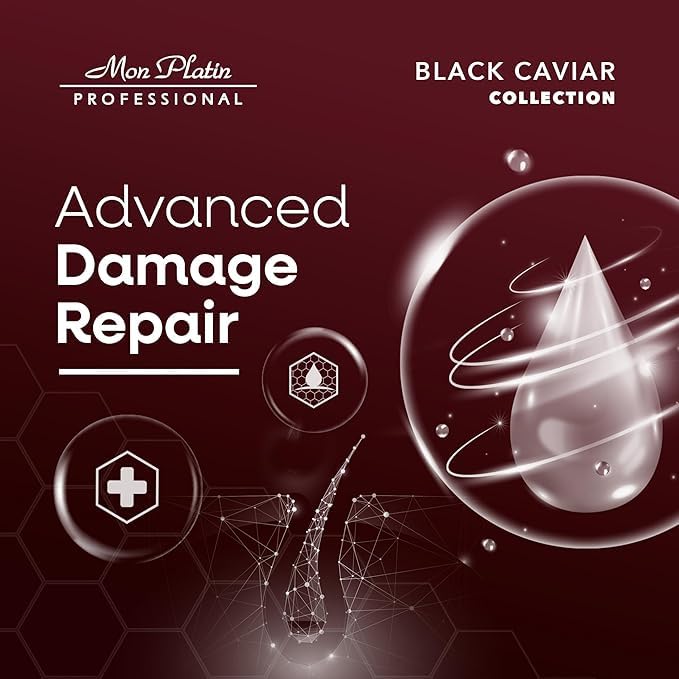 Mon Platin Black Caviar & Silk Protein Hair Mask, Total Repair Shampoo & Serum Bundle – Deep Conditioning, Color-Safe Care for Dry, Damaged Hair with Intense Moisture & Shine Protection