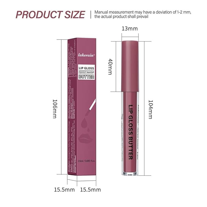 Browm Honey Butter Lip Stain Tinted Lip Gloss, Shine Moisturizing Plumper Liquid Lipstick for Women,Natural Nourishing Hydrating Lip Balm for Dry Lips,Lightweight Lip Liner Care Makeup,Vegan #8