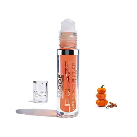 Pumpkin Spice Flavored Lip Gloss, MODE Lip Glaze Roll On Sweet Wet Nourishing Shine, Delicious Yummy Flavor, Hydrating Natural Skincare Fruit Oils, Made in NY USA