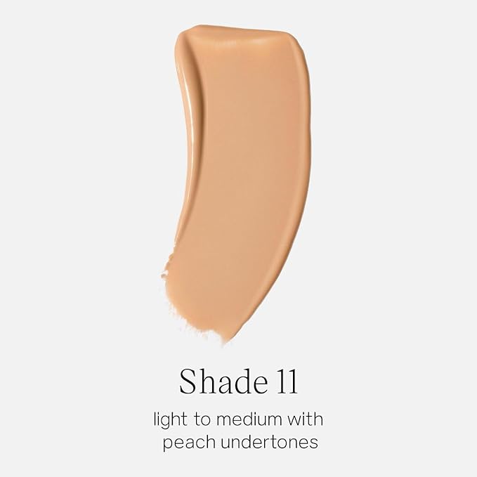 Saie Glowy Super Skin Tint Liquid Foundation - Weightless + Dewy Foundation with Lightweight Medium Coverage - Hydrating Face Makeup + Skin Care Serum Hybrid with Hyaluronic Acid - Shade 11 (1.01 oz)