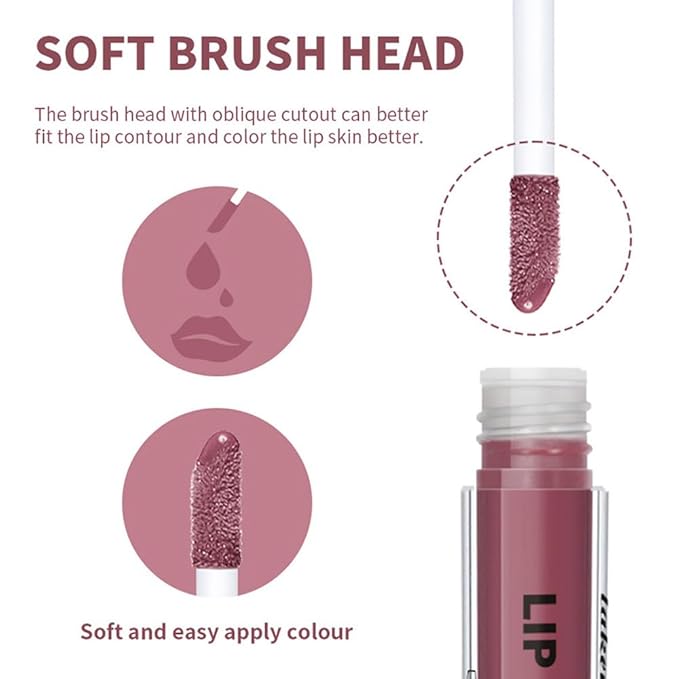 5 Pc Honey Butter Lip Stain Set, Tinted Lip Oil Gloss, Moisturizing Hydrating Plumper Liquid Lipstick Lip Blam for Women, Lightweight Lip Liner Effect, Vegan Brown Nude & Berry Mauve (#1 #4 #7 #8 #12)
