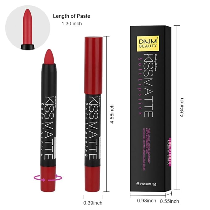 BINGBRUSH Smooth Longwear Lipstick Pack Set, Matte Color Stick Ultimate Lip Crayon for Makeup Collection - Waterproof Velvet Lipgloss Lip Stain (10#)