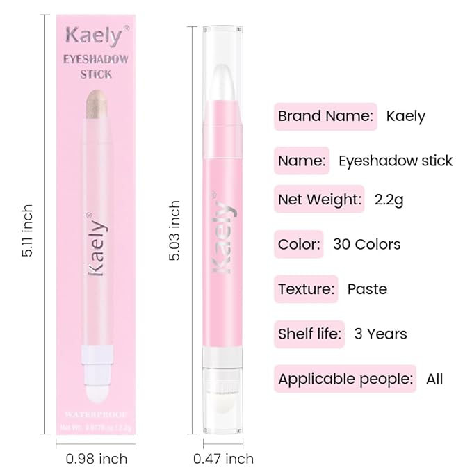 2in1 Shimmer Cream Eye Shadow Stick - Pearl White, Eyeliner Pencil Eyeshadow Palette Makeup, Waterproof Long Lasting Brightener, Crease Proof & Smudge Resistant, Cream Eyeshadow with Built-in Smudger