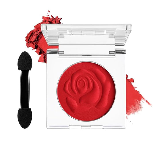 DE'LANCI Single Matte Red Eyeshadow, True Highly Pigmented Longwear Red Eye Makeup, Goth Eyeshadow Palette Face Body Paint for Women Halloween Cosplay SFX Clown Makeup #05