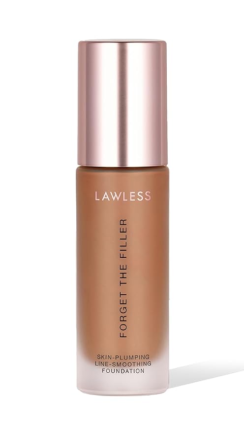 LAWLESS Women's Forget the Filler Skin-Plumping Line-Smoothing Foundation, 19T, tan deep with neutral-olive undertones, 1.0 Ounce