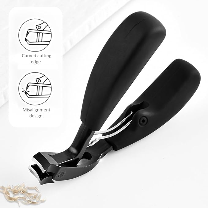 Heavy Duty Toe Nail Clippers for Men ，Ergonomic Non-Slip Long Handle Nail Clippers for Adults Seniors (Black)