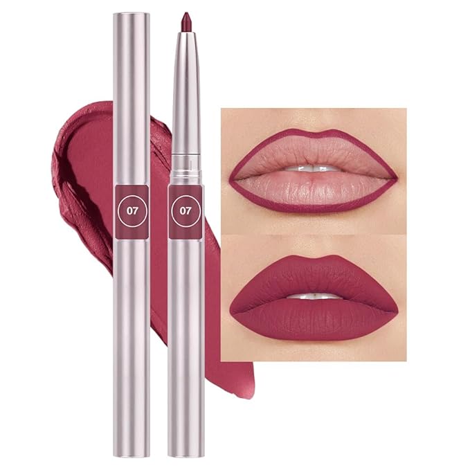 Retractable Lipliner Pencil Waterproof Makeup for Lip Liner and Eye Liner, Smooth and Creamy, Long Lasting Matte Finish, Vegan Beauty, Matte Velvet Pigmented Lip Liner (07#Plum, 1)