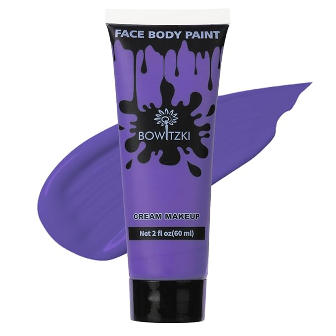 Bowitzki Face and Body Paint 2oz Cream Makeup 60ml Water Based Face Painting Special Effects For Adults Children Kids Halloween Christmas Party Stage Cosplay (Light purple)