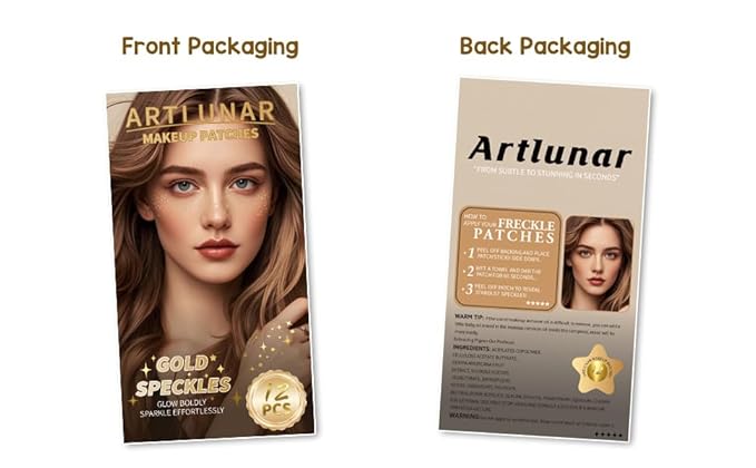 Artlunar 12Pcs Christmas Gold Sparkle Makeup Patches - Body Glitter Stickers for Face and Body, Perfect for Festivals and Parties (Gold),Christmas Makeup Gifts for Women and Girl.
