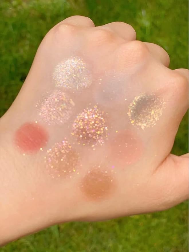 Kayswang 9 colors glitter eyeshadow palette makeup palette matte high pigment color cream texture natural eye shadow powder eye shadow palette in autumn and winter long lasting & waterproof (silver)