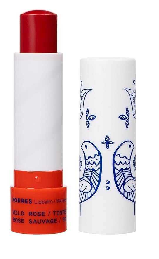 KORRES Lip Butter Stick Wild Rose Tinted Hydrating Lip Balm with Greek Hypericum Balsam Oil, Moisturizing & Subtle Tint for Soft Lips, Lip Care for Women & Men, 0.17 oz, Stocking Stuffer