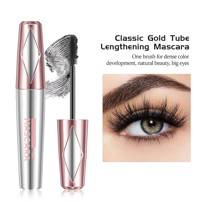 My Amazing Lashes Mascara,NEW 4D Silk Fiber Volume And Length,Waterproof & Sweatproof Long Lasting,Create Natural Look Of Lash Extensions (Black, 1PC)