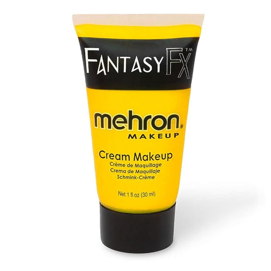 Mehron Makeup Fantasy FX Cream Makeup | Water Based | Halloween | Yellow Face & Body Paint For Adults 1 fl oz (30ml) (YELLOW)