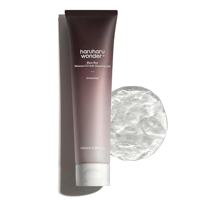 HARUHARU wonder Black Rice Moisture 5.5 Soft Cleansing Gel, Gentle Daily Cleanser, Low 5.5pH, Moisture Balance, Soap Free, For Sensitive Skin, Holiday Stocking Stuffer, Vegan, Cruelty-Free, 3.4 fl.oz