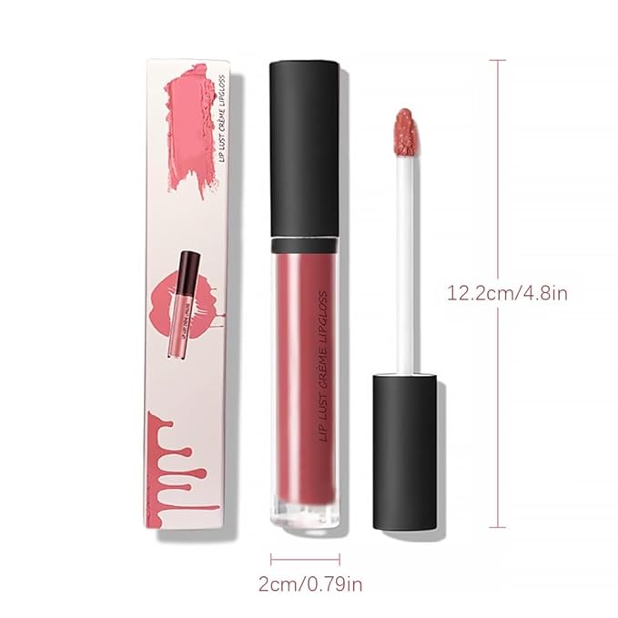 12 Color Cream Lip Gloss, 2025 New Long-Lasting Moisturizing Velvet Lip Lipstick, Waterproof, Non-Fading, Hydrating Tint Natural Jelly Lipstick Suitable for Girls and Women (#7)