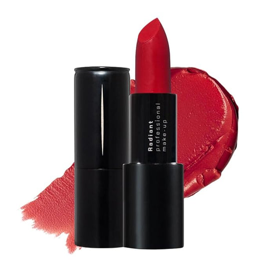 Radiant Professional Advanced Care Lipstick - Ultra Nourishing, Moisturizing Long Lasting Matte Lipstick With Vitamin E- UVA UVB Filters - VELVET (18 CHERRY – VIVID TRUE RED)