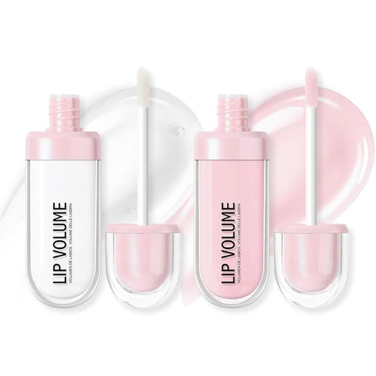Hydrating Lip Gloss with Hyaluronic Acid, Plump pH Hyaluron Lip Oil, Lip Tint with 24HR Hydration, Volumizing Shine and Lasting Color, (A03#01+02, 1Pcs)