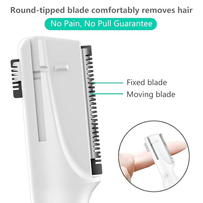 Funstant Upgraded Eyebrow Trimmer, Precision Electric Eyebrow Razor for Women Battery-Operated Facial Hair Remover with Comb No Pulling Sensation Painless for Face Chin Neck, Upper-Lip, Peach-Fuzz