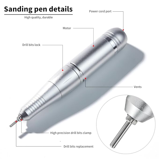 ANRLO Professional Electric Nail Drill, 45000 RPM Cordless Rechargeable E-File Machine, with 12 Bits, Sanding Bands, LCD Display for Acrylic Gel Nails (DMJ-V1-Purple)