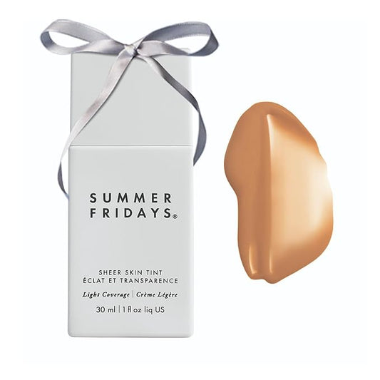 Summer Fridays Sheer Skin Tint - Skin Tint with Hyaluronic Acid - Helps Diminish Uneven Skin Tone - Sheer to Light Coverage - Shade 6 - Medium Tan with Warm Golden Undertones (1 Fl Oz)