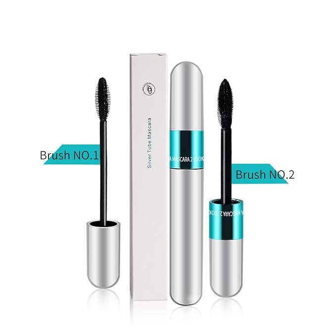 2 Pack 2 in 1 5x Longer Washable Mascara, 4D Silk Fiber Lash For VIBELY Mascara, No Clumping, Long-lasting Black