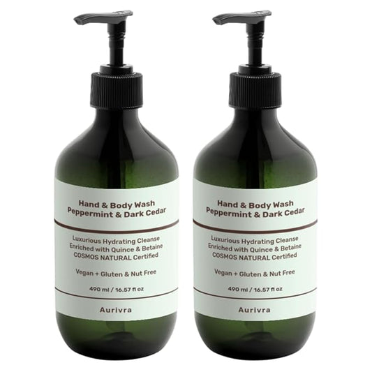 Hand & Body Wash – Peppermint & Dark Cedar | Hydrating, Vegan, Gentle Cleanser | Ecocert COSMOS Natural Certified | For All Skin Types, Spa-Grade Formula | 98% Natural Origin (2)