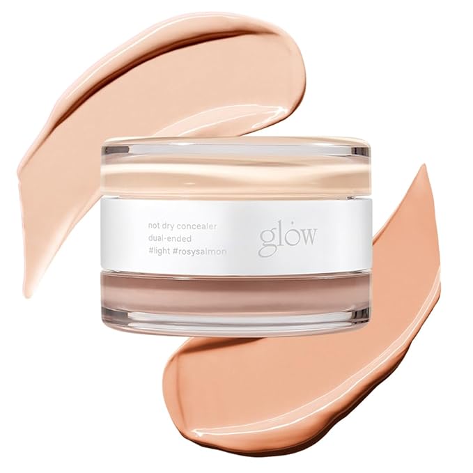 glow not dry concealer #light #rosysalmon | covers under-eye circles & blemishes | full-coverage | dual-color&use | melt-in texture | 0.4 oz | beige