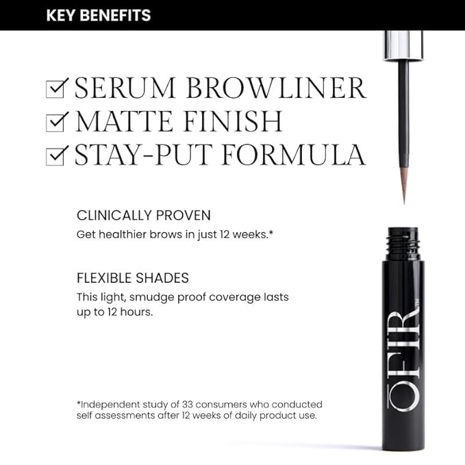 OFIR Brow Tonic Serum Browliner |Smudge-Proof Matte Finish | Hybrid Makeup & Skincare with Hyaluronic Acid & Plant Extracts | Strengthening | Cruelty-Free Brow Serum| Clear - Transparent, 0.057 Oz