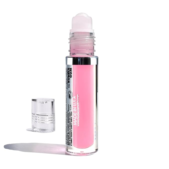 MODE Lip Glaze Flavored Lip Gloss BUBBLE GUM Yummy Flavor Roll On Sweet Wet Deliciously Nourishing Shine, Hydrating Moisturizing Natural Skin Care Fruit Oils, Made in NY USA