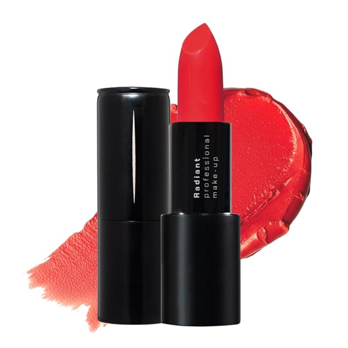 Radiant Professional Advanced Care Lipstick - Ultra Nourishing, Moisturizing Long Lasting Matte Lipstick With Vitamin E- UVA UVB Filters For Sun Protection- VELVET (16 SUNSET – CORAL RED)